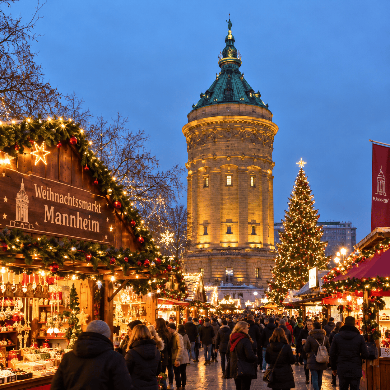 Weihnachtsmarkt Mannheim Wasserturm