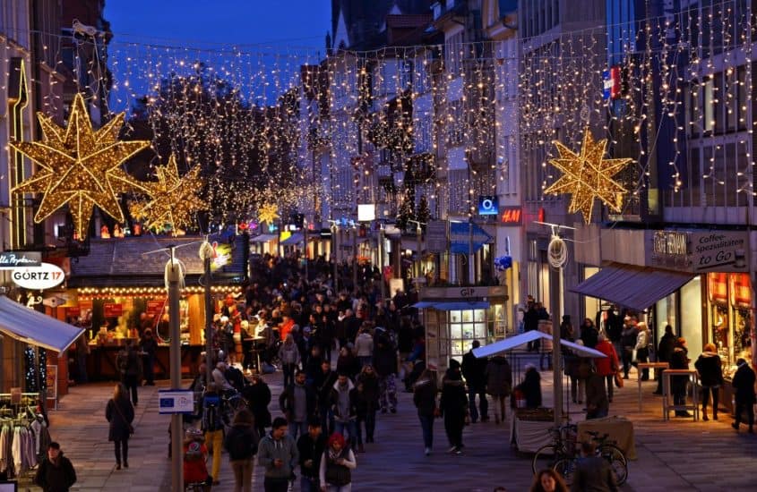 Innenstadt Göttingen am Abend, Weihnachtsmarkt