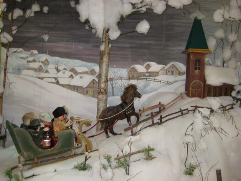 Schneelandschaft mit Pferdeschlitten