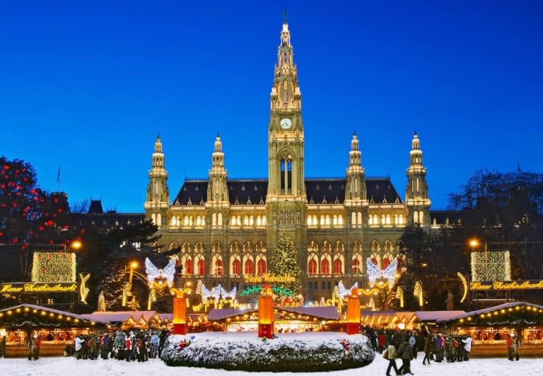 Rathausplatz Wien im Winter, Schnee