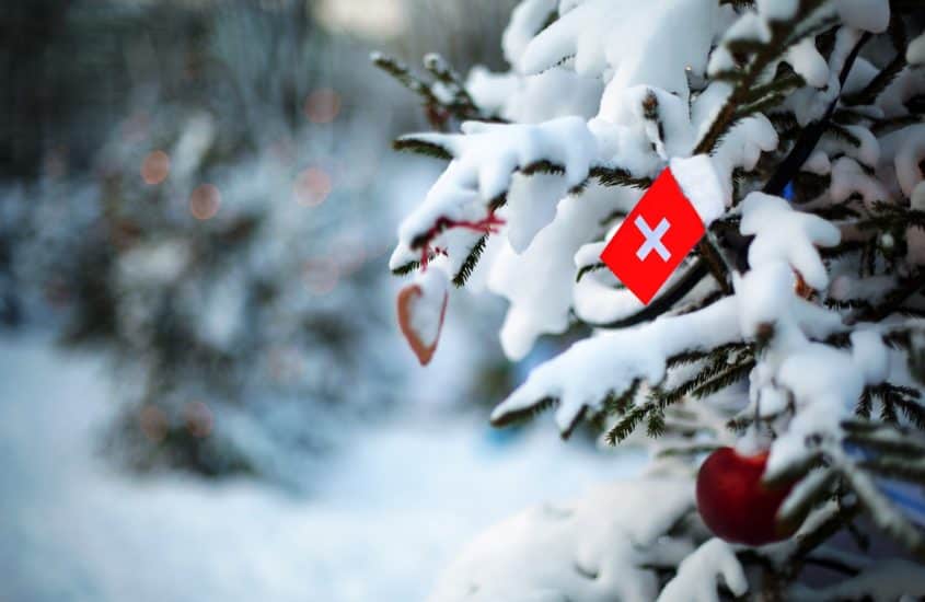 Schweizer Flagge im Schnee