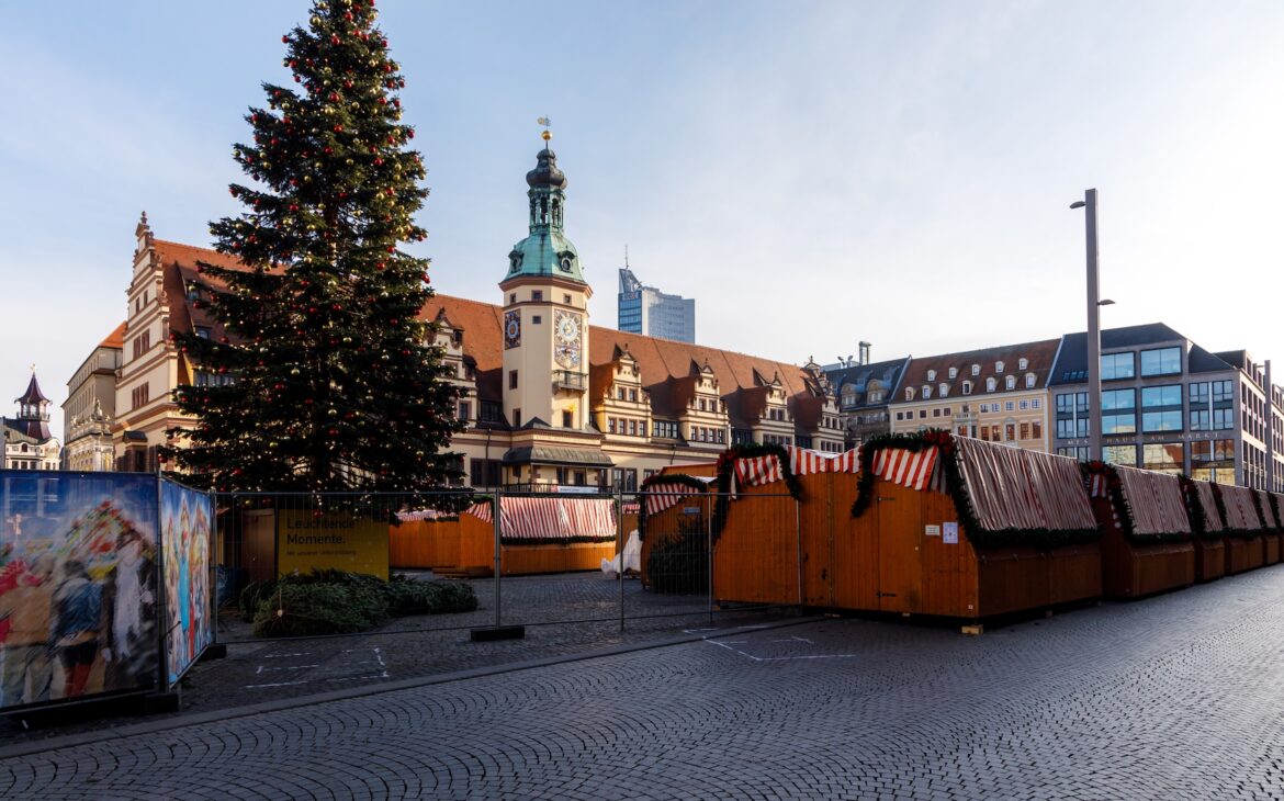 Geschlossener Weihnachtsmarkt in Leipzig